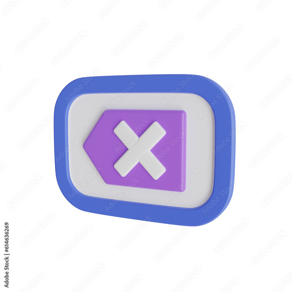 3d Backspace. icon isolated on white background. 3d rendering illustration 3d Backspace. icon isolated on white background. 3d rendering illustration