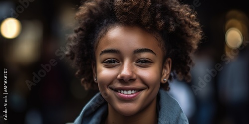 Teenage African American girl close up casual portrait. Generative AI, Generative AI