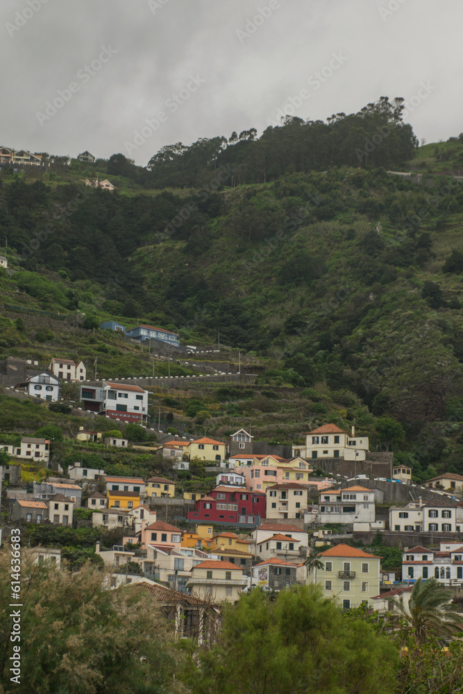 Scattered houses on the mountainside