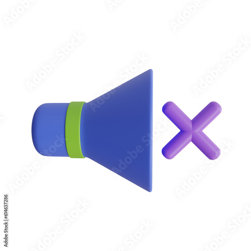 3d Mute. icon isolated on white background. 3d rendering illustration