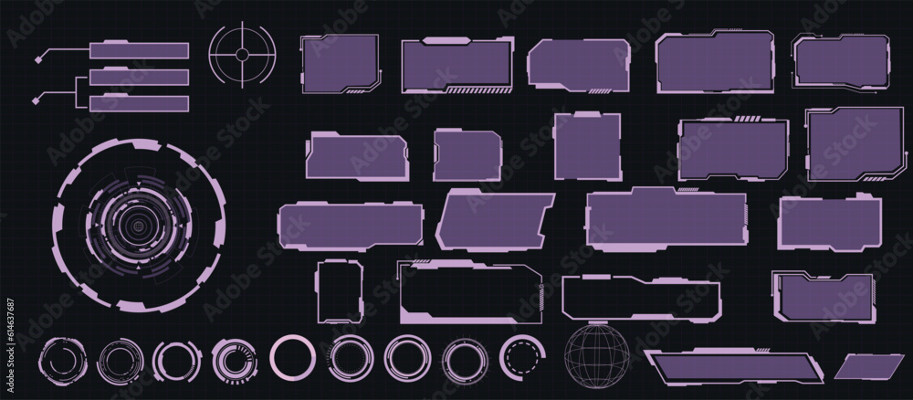 digital interface HUD elements set pack. User Interface, frame screens ...