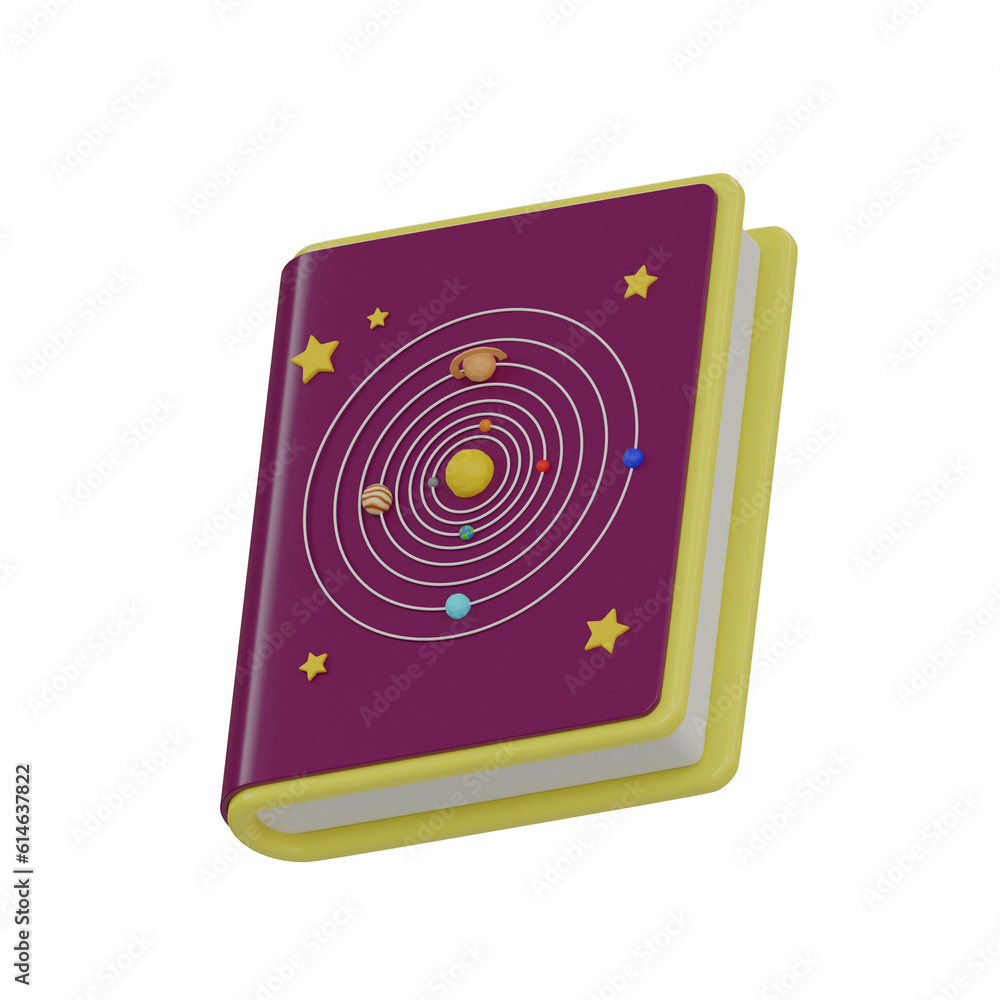 3d Astronomy Book. icon isolated on white background. 3d rendering illustration 3d Astronomy Book. icon isolated on white background. 3d rendering illustration