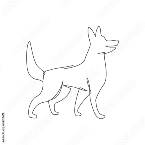Dog One line drawing on white background
