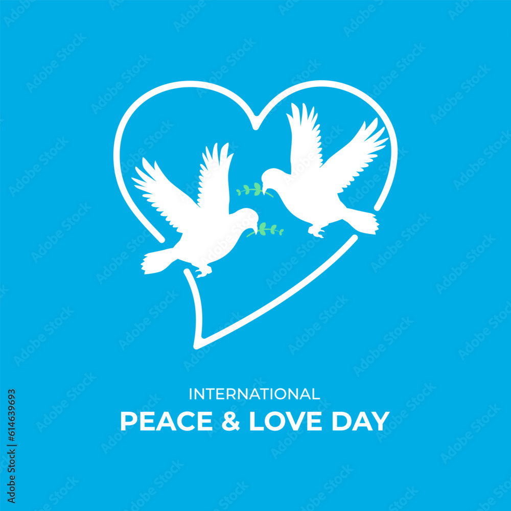 Fototapeta premium Vector graphic of international peace and love day with pigeon silhouette flying isolated background. flat Peace Day background with dove free vector