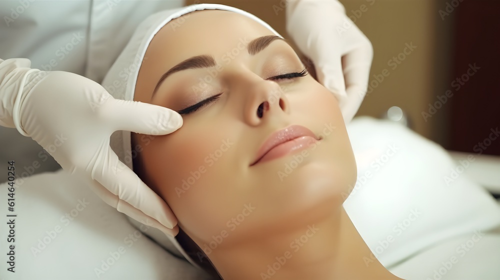 women's facial treatment at a beauty clinic, facial spa