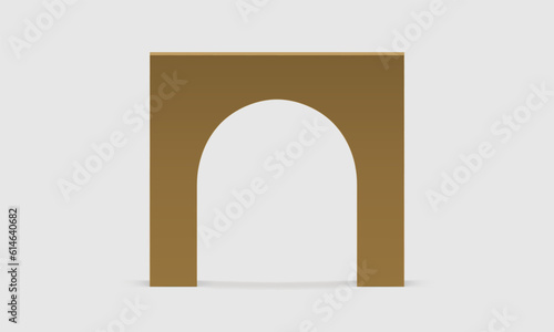 Golden 3d angular arch metallic construction decor element premium design realistic vector