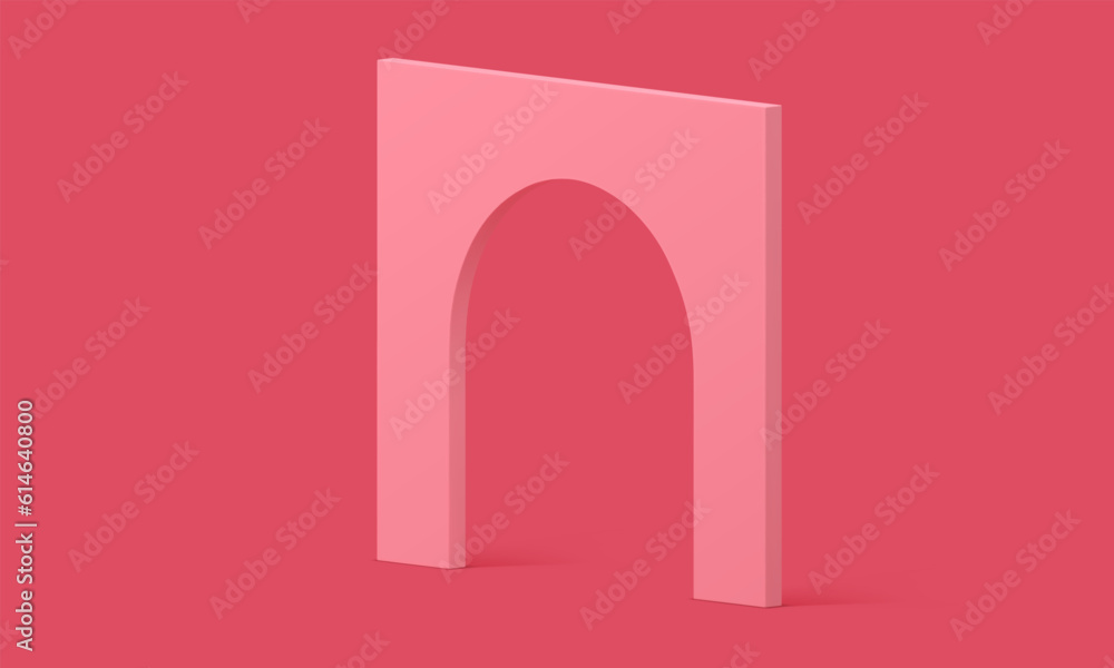 3d archway pink curved angular construction block minimal gate entrance exit isometric vector 3d archway pink curved angular construction block minimal gate entrance exit isometric vector