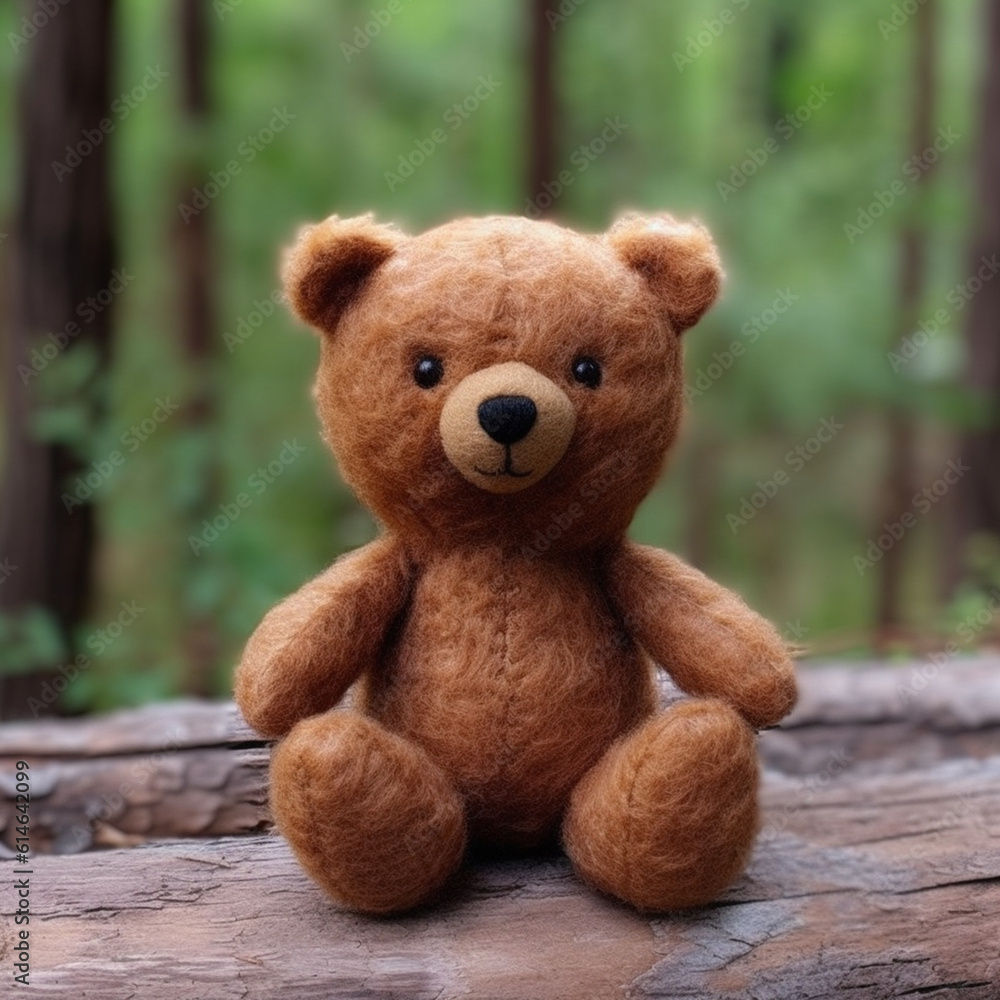 A small plushie brown bear. A small plushie brown bear sit down on the ground A small plushie brown bear. A small plushie brown bear sit down on the ground