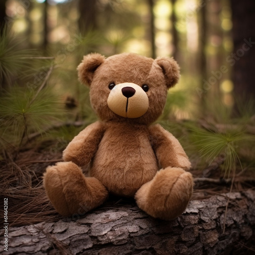 A small plushie brown bear. A small plushie brown bear sit down on the ground © Yukio Toraa
