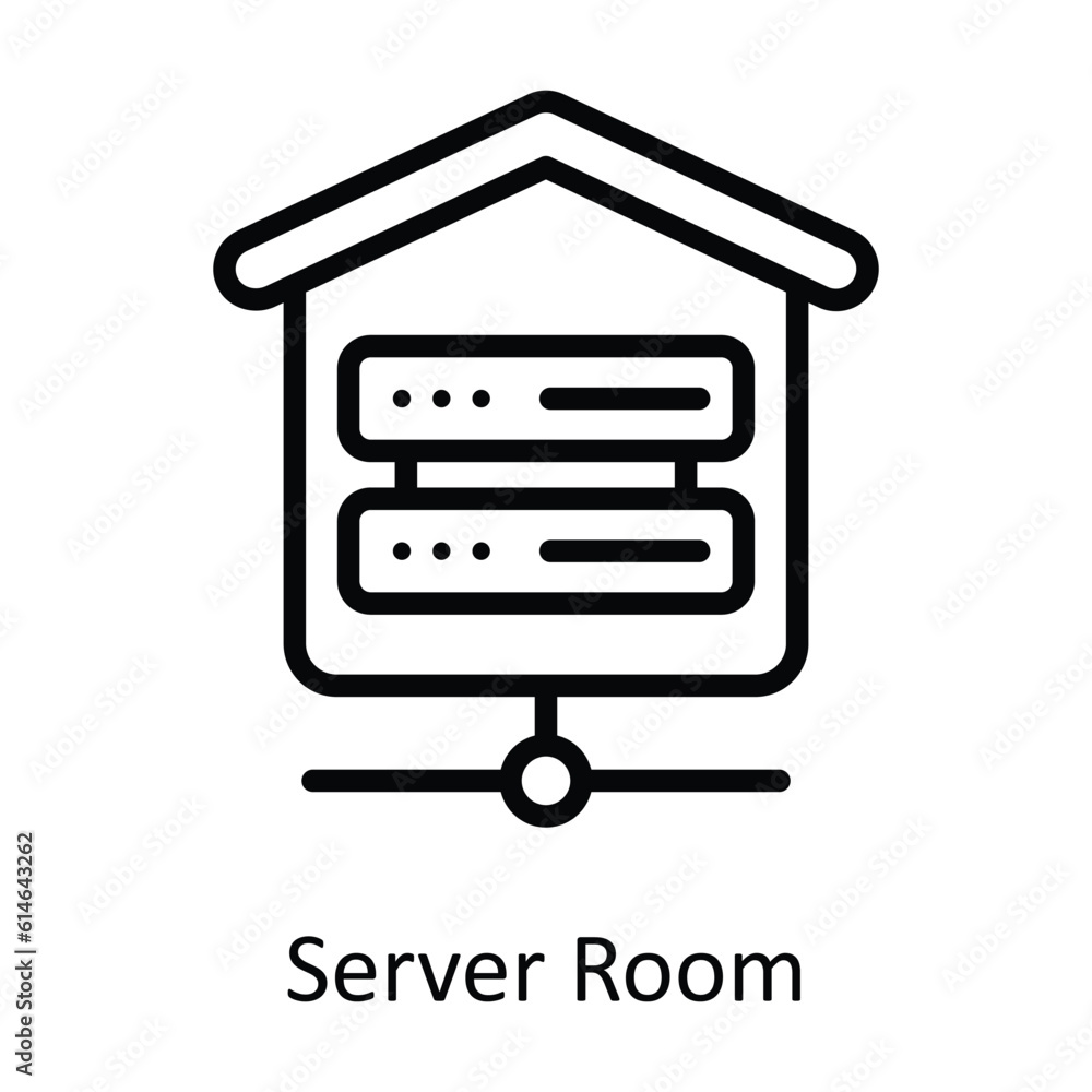 Server Room Vector outline Icon Design illustration. Network and