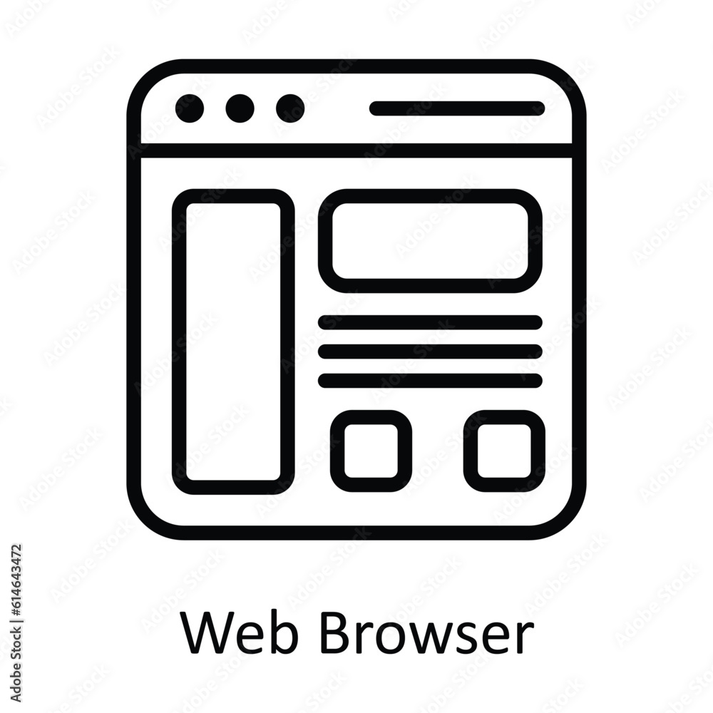 Web Browser  Vector  outline Icon Design illustration. Network and communication Symbol on White background EPS 10 File
