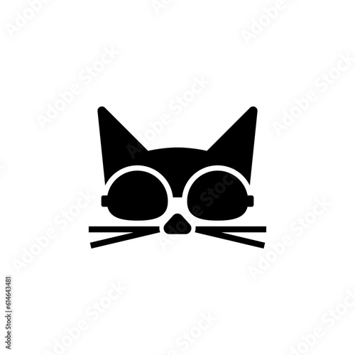 Cool cat wearing glasses. Simple minimal vector logo. 