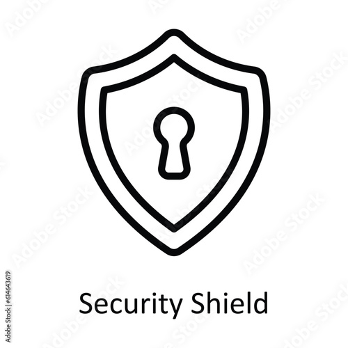 Security Shield  Vector  outline Icon Design illustration. Network and communication Symbol on White background EPS 10 File
