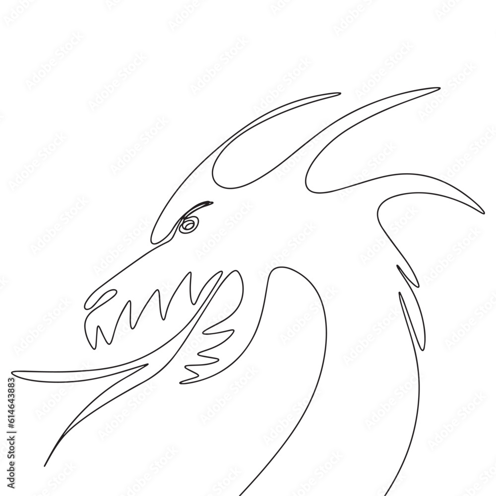 Abstract dragon symbol 2024 in continuous line art drawing style ...