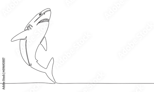 Abstract shark in continuous line art drawing style. Minimalist black linear sketch isolated on white background. Vector illustration