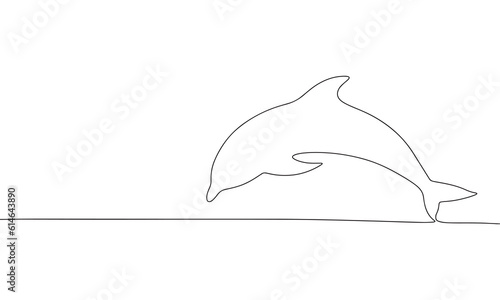 Abstract dolphin in continuous line art drawing style. Minimalist black linear sketch isolated on white background. Vector illustration