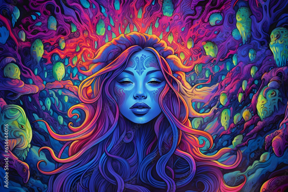 portrait of a woman blacklight art background portrait of a woman blacklight art background