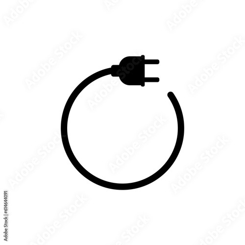 Electrical power plug icon with a long round wire.