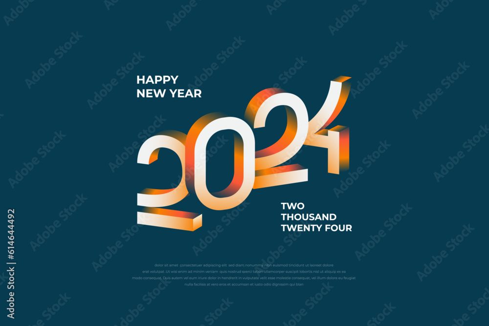 Happy new year 2024 background. Holiday greeting card design. Vector illustration.