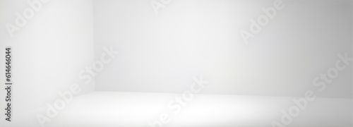 Empty white corner room with wall in studio 3d vector background. Clean interior perspective view hall mockup for presentation or exhibition illustration. Realistic photo shoot area with light