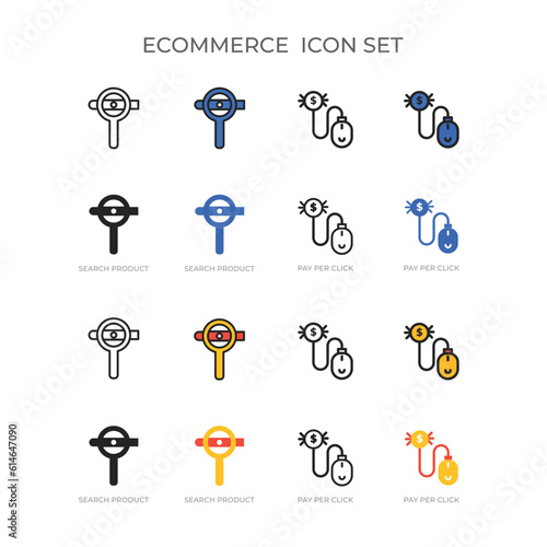 search product and pay per click e commerce icon pack for free and premium use pngs and vector  © Codesk