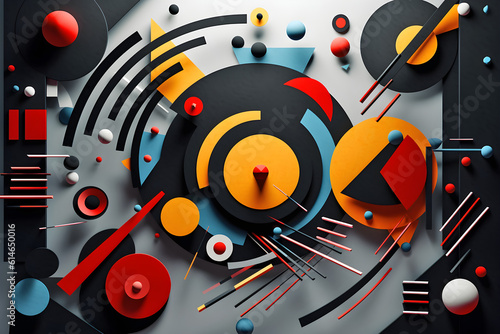 Kandinsky inspired abstract 3D background with circles photo