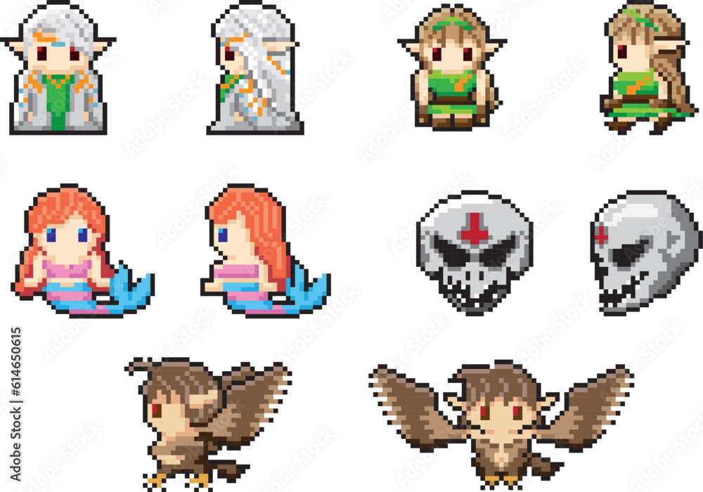 Fototapeta premium 空想上の生き物のドット絵 imaginary creature pixelart