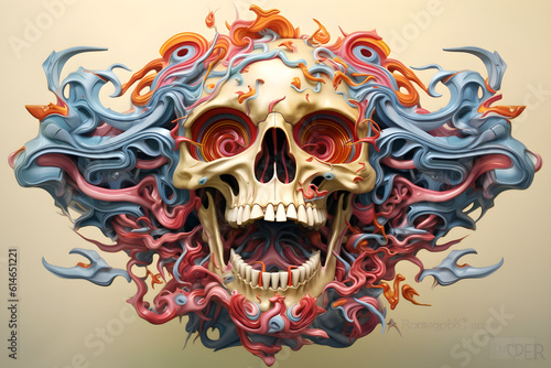 nychos inspired fantasy skull illustration
