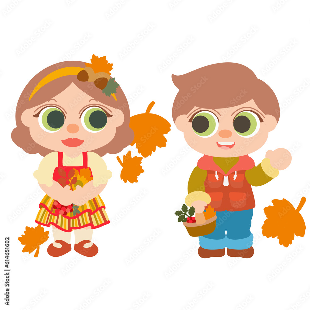 Autumn seasons girl and boy Autumn seasons girl and boy