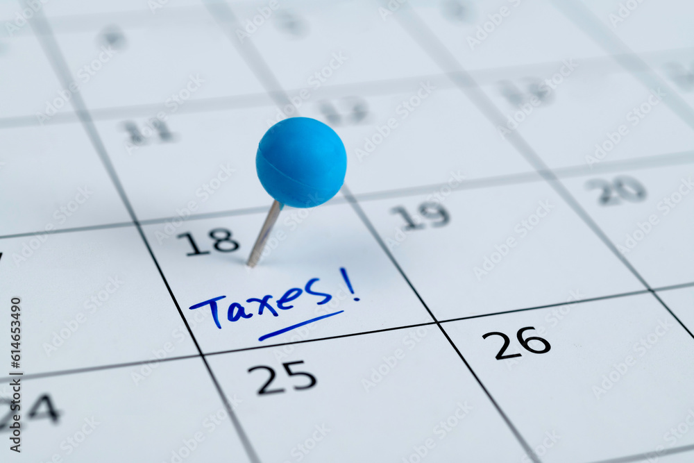 Tax day marked on calendar Tax day marked on calendar