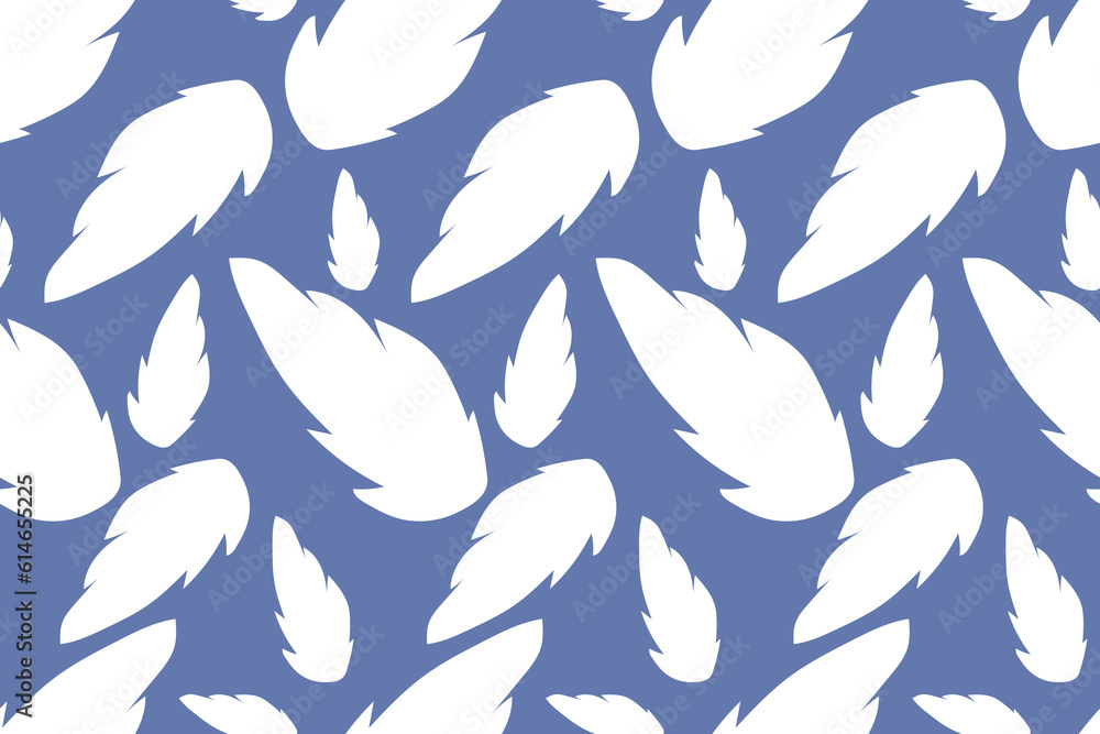 Fototapeta premium Light , weightless, white feathers. Trendy, stylish, fashionable, seamless vector pattern for design and decoration. 