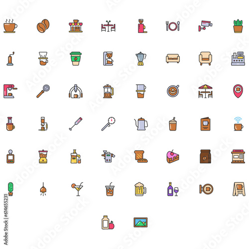 Vector of Cafe Icon Set Color. Perfect for user interface, new application.