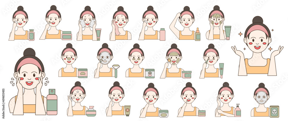 Woman Skincare Face Routine Icon 3 Woman Skincare Face Routine Icon 3