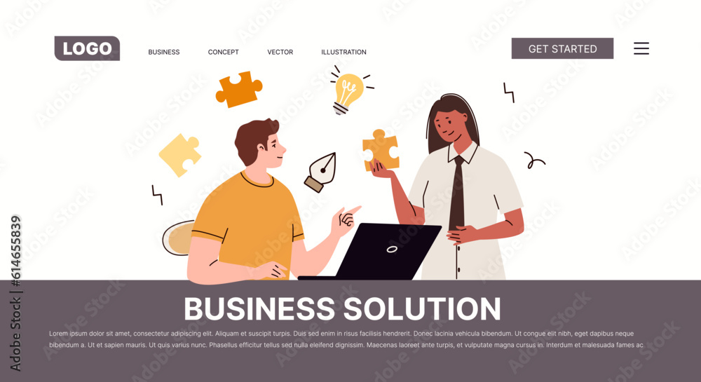 Teamwork process. Brainstorming and finding solutions to problems. Business people, partners, colleagues share ideas, discuss strategy. Website, template, landing page. Vector characters illustration. Teamwork process. Brainstorming and finding solutions to problems. Business people, partners, colleagues share ideas, discuss strategy. Website, template, landing page. Vector characters illustration.