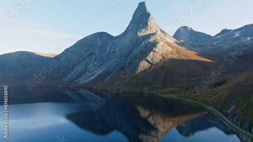 An Aerial view over Stetind the National Mountain of Norway photo