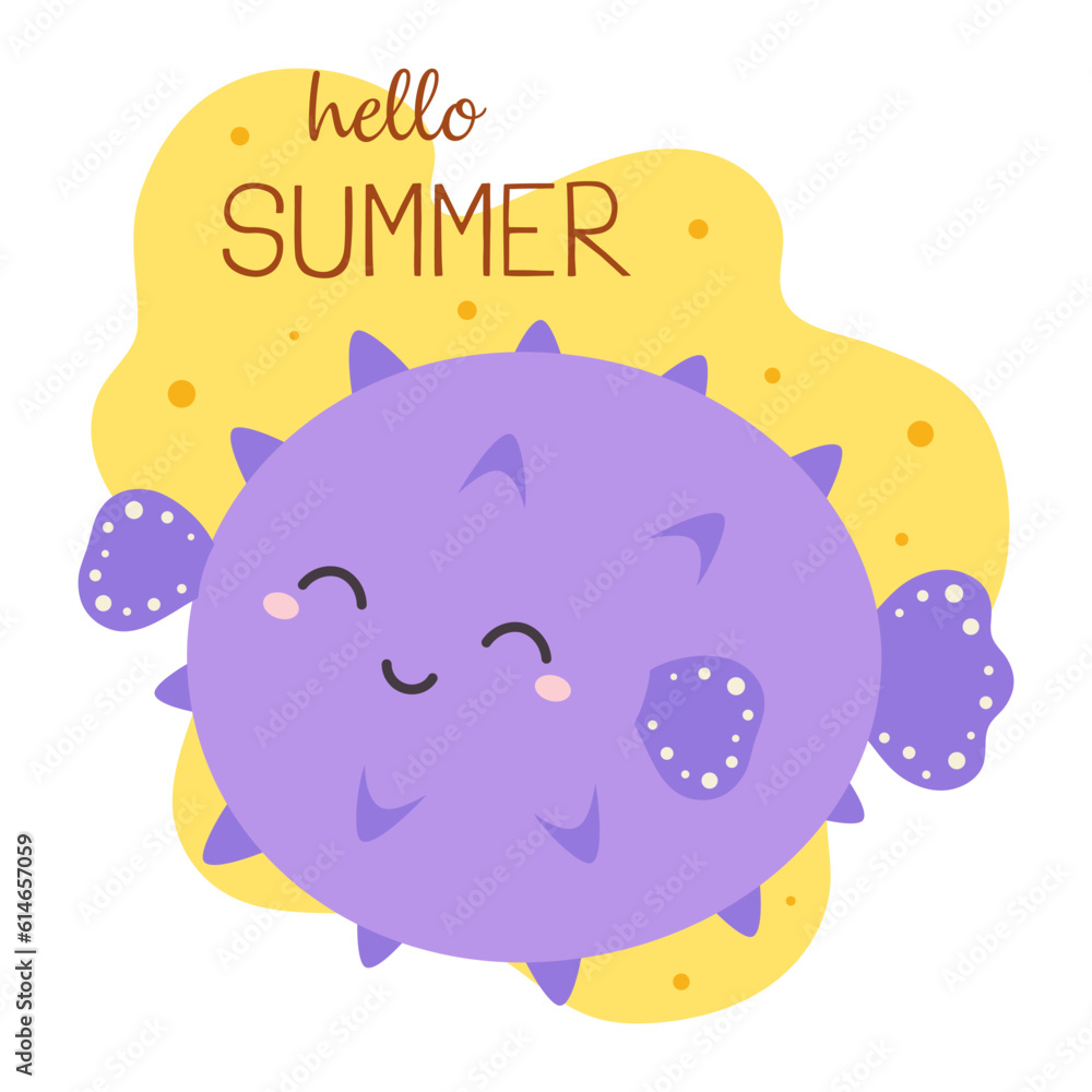 cartoon vector illustration with cute blowfish character cartoon vector illustration with cute blowfish character