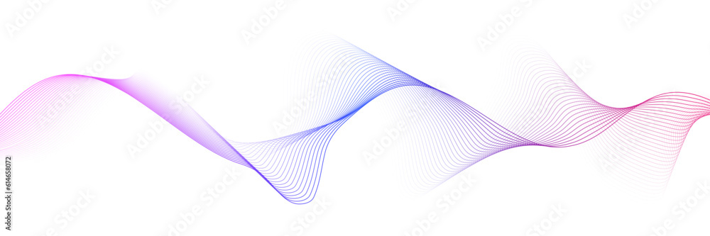 Fototapeta premium Abstract gradient smooth wave on a white background. Dynamic sound wave. Design element. Vector illustration.