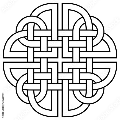 Dara Knoten Kontur in Schwarz. Keltisches Symbol. Isolierter Hintergrund. Der Dara-Knoten symbolisiert das Wurzelsystem einer alten Eiche. Symbol für Stärke, Kraft, Weisheit und Ausdauer.