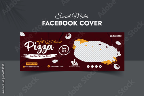 Food menu and delicious pizza cover banner template 