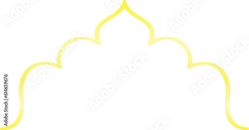 Golden Middle East ornament frame with gate shape, editable gradient colors