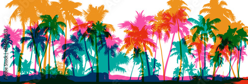 Obraz na plátně Palm tree silhouettes