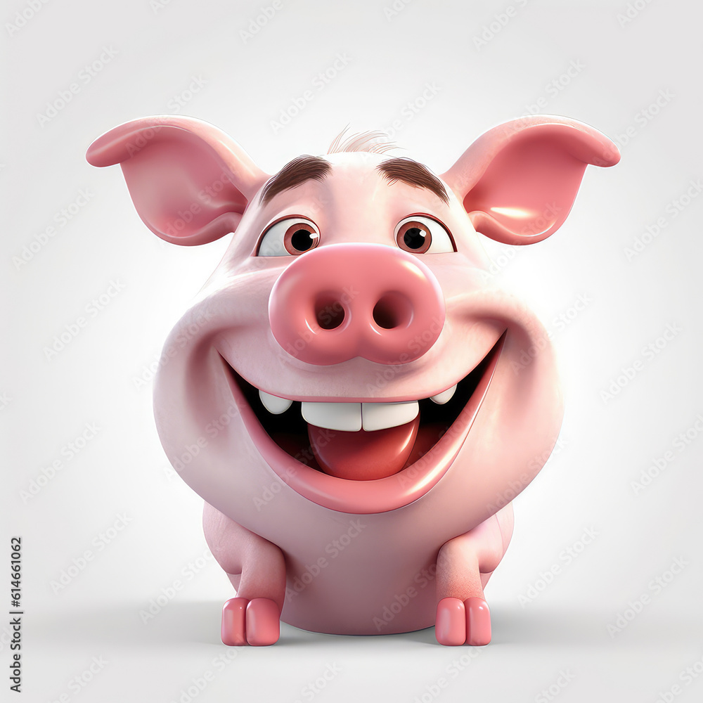 Cartoon pig mascot smiley face on white background Stock Illustration ...