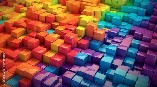 Blocks and cube abstract rainbow background. Generative Ai
