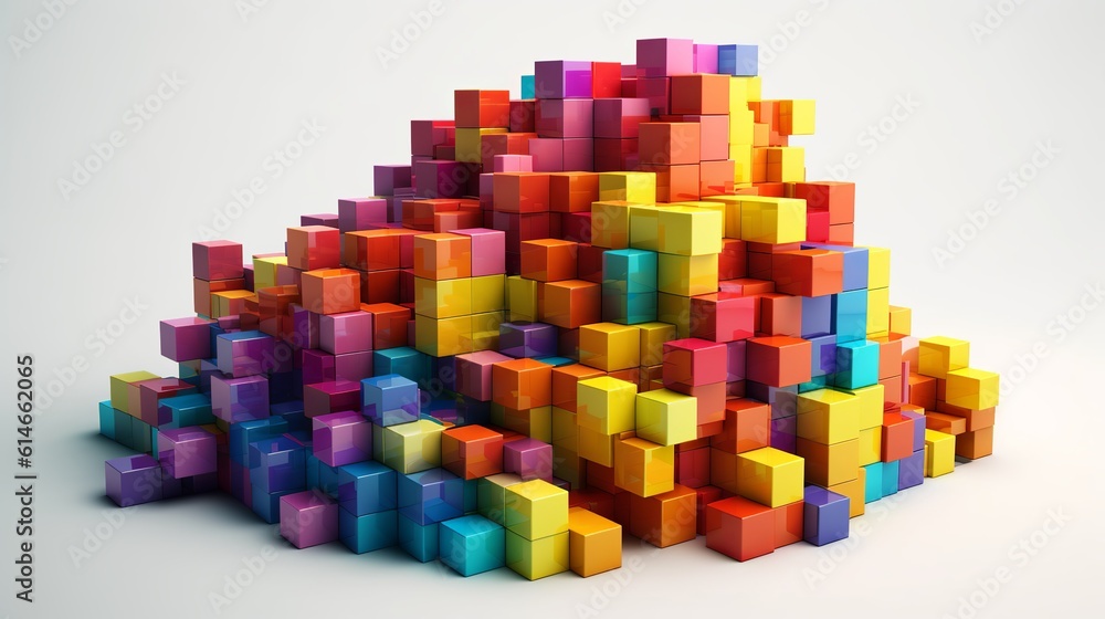 Blocks and cube abstract rainbow background. Generative Ai Blocks and cube abstract rainbow background. Generative Ai
