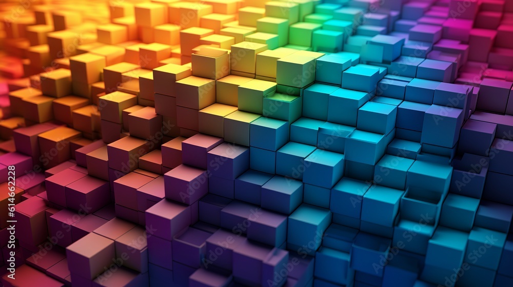 Blocks and cube abstract rainbow background. Generative Ai Blocks and cube abstract rainbow background. Generative Ai