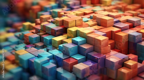 Blocks and cube abstract rainbow background. Generative Ai