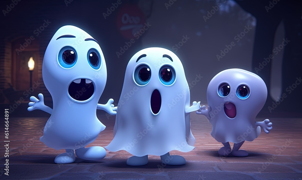 Obraz premium Ghosts and Pumpkins: A Halloween Spectacle of Spooky Delights. Generative AI.