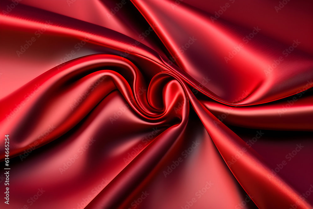 Obraz premium Red silk satin fabric luxury, perfect for design background, Created with generative AI tools