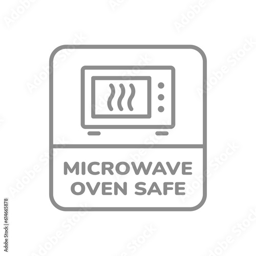 Microwave oven safe label. Vector sticker for pots, pans and dishes.