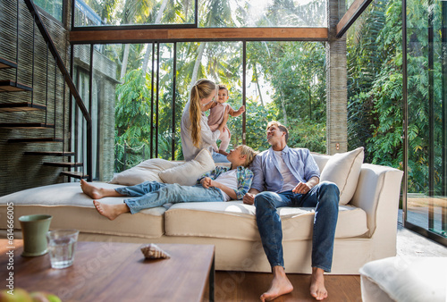 Happy family enjoying together at home